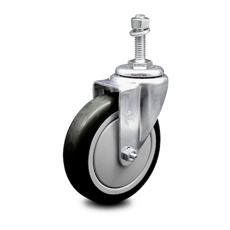 Service Caster 5 Inch Black Polyurethane Wheel Swivel 10mm Threaded Stem Caster SCC SCC-TS20S514-PPUB-BLK-M1015